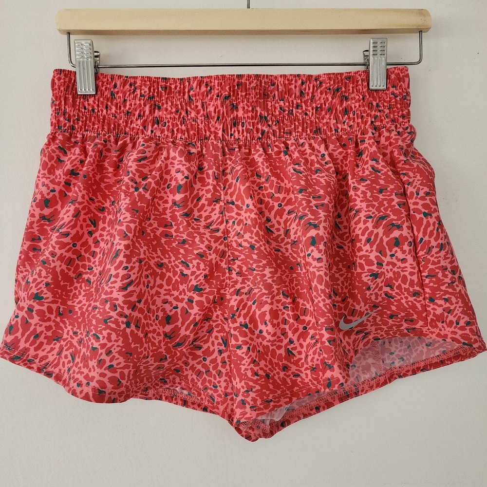 Nike Running Shorts Pink Red Leopard Print Dri-FIT Athletic Womens Size S